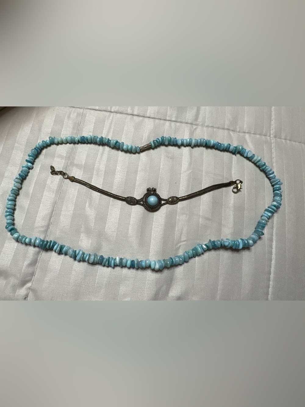 Blue Gemstone Necklace and Bracelet Set